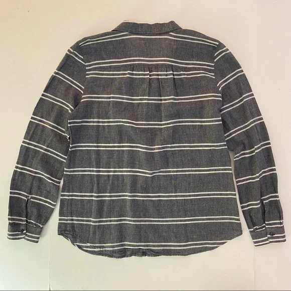 LOFT button down navy stripe blouse size Large - Picture 3 of 5